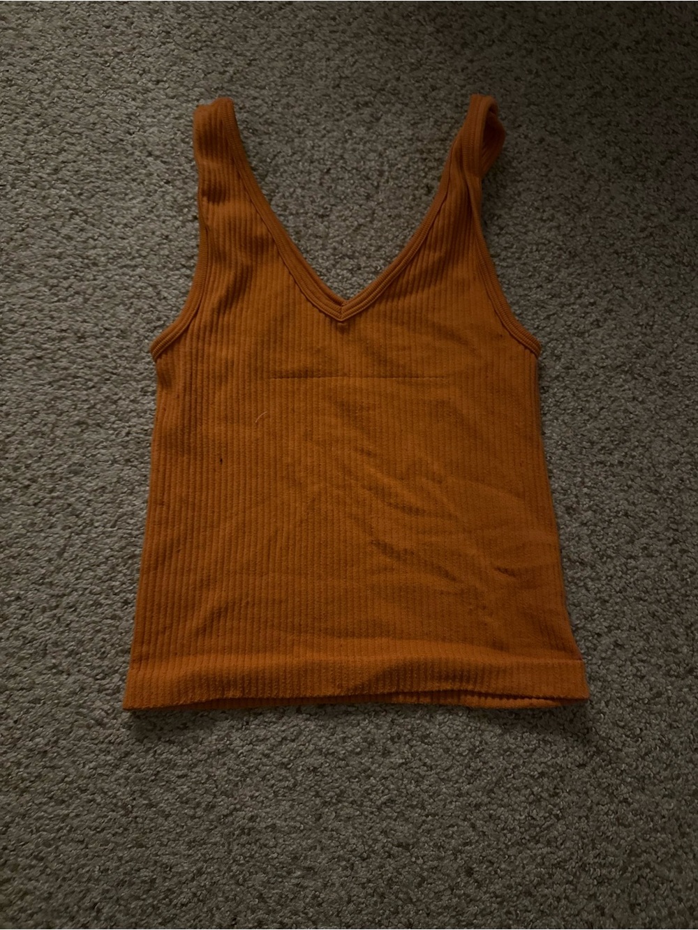 T.J.Maxx Ribbed V-Neck Crop Tank in Burnt Orange